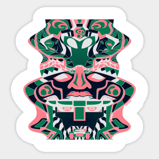 omega totem in mecha sentinel disguise ecopop tribal olmec mask Sticker